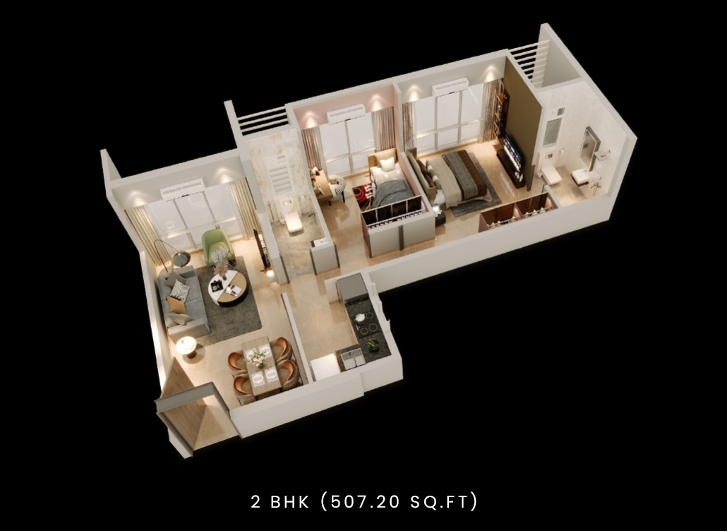 2 BHK Floor Plan — Seventh Avenue Byculla
